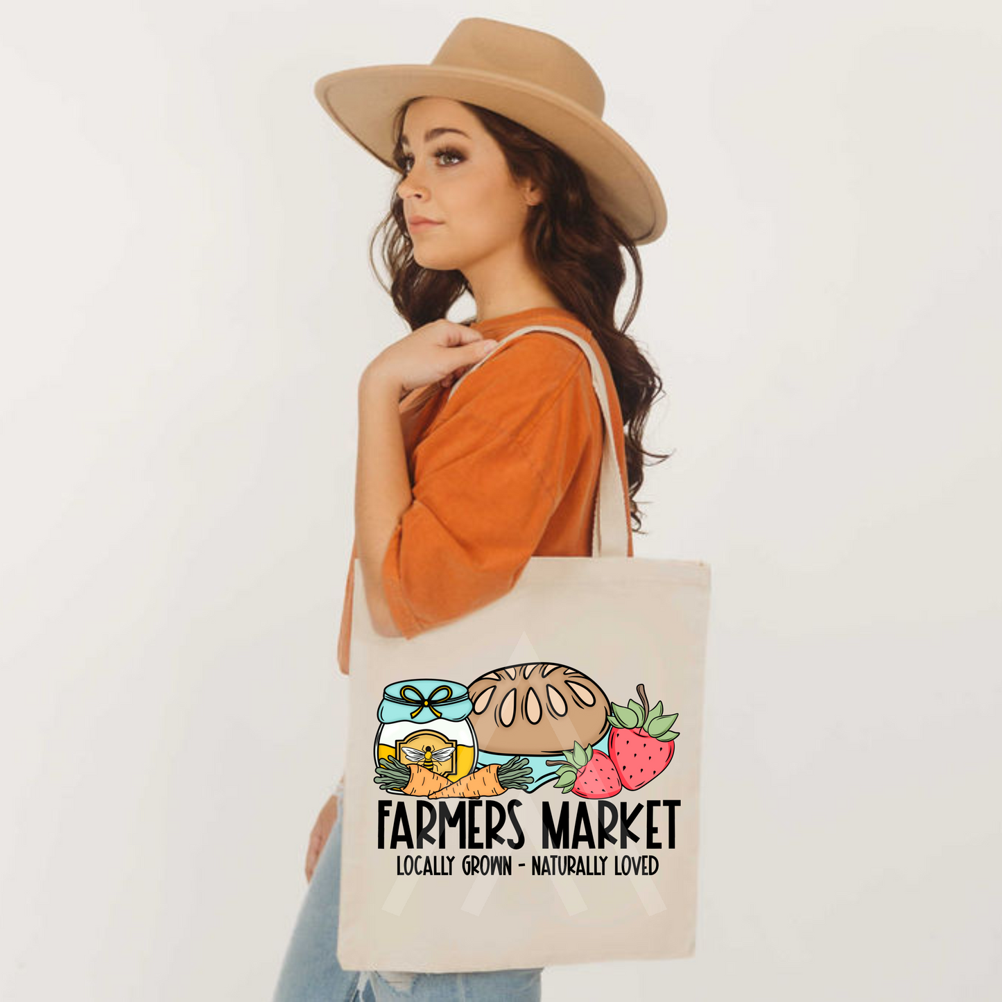 Farmers Market Tote Bag-Natural